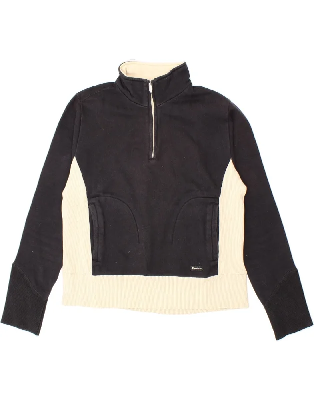 Value Deals CHAMPION Womens Zip Neck Sweatshirt Jumper UK 16 Large Black Colourblock Value Deals CHAMPION Womens Zip Neck Sweatshirt Jumper UK 16 Large Black Colourblock