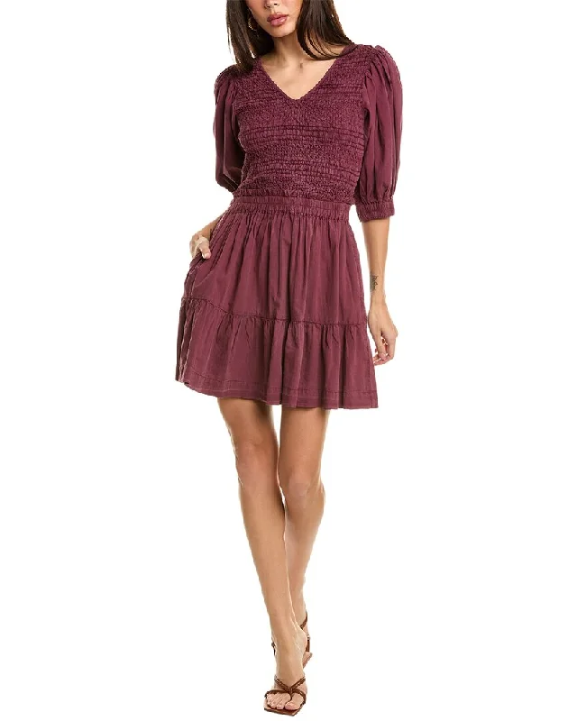 Final Markdown SEA NY Simona Puff Sleeve Smocked Mini Dress
