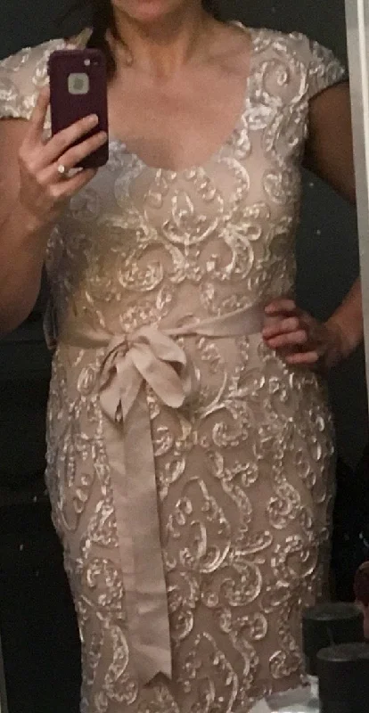 Deep Discounts David's Bridal Cap Sleeve Soutache Lace Dress with Grosgrain Sash