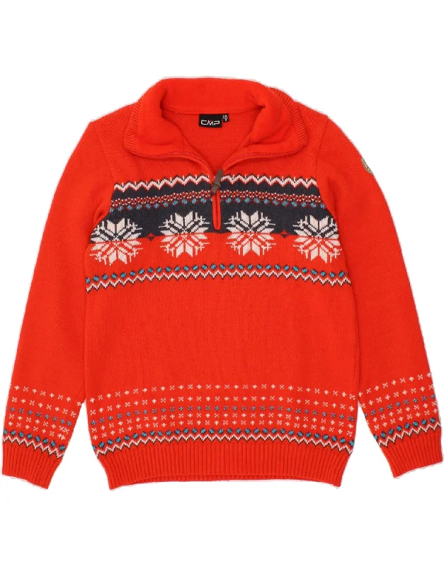 Savings Bonanza CMP Womens Zip Neck Jumper Sweater UK 14 Medium Red Fair Isle