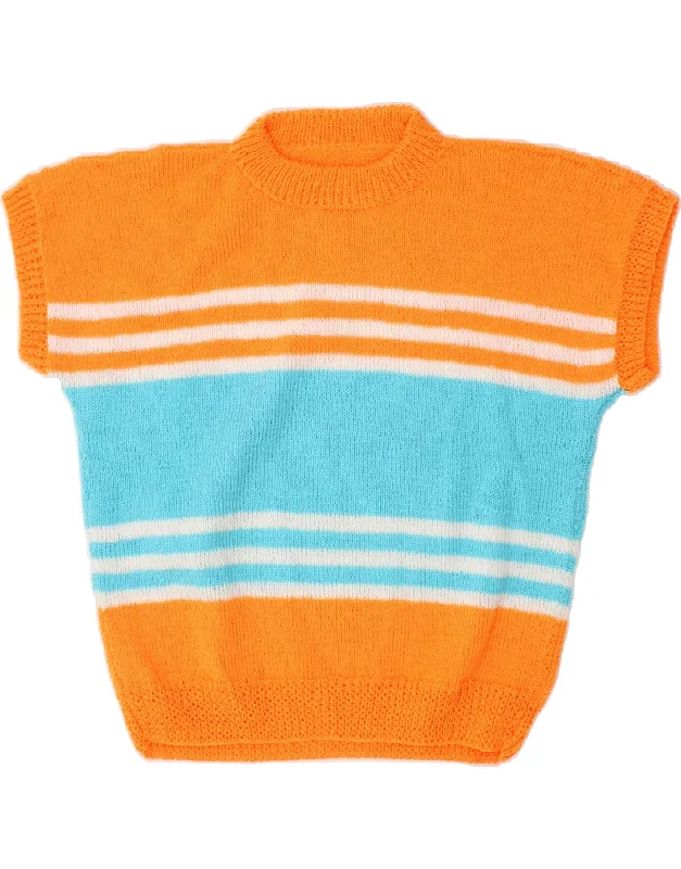 Buy Now VINTAGE Womens Short Sleeve Crew Neck Jumper Sweater UK 14 Medium Orange