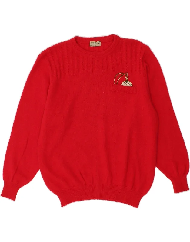 Sale Event LES COPAINS Womens Oversized Crew Neck Jumper Sweater IT 44 Medium Red