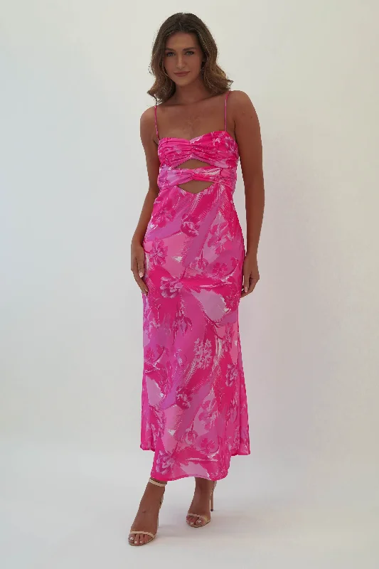 Fantastic Offers Andria Printed Midaxi Dress | Hot Pink