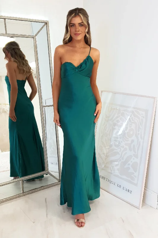 Best Seller Selena Soft Satin Maxi Dress | Forest Green