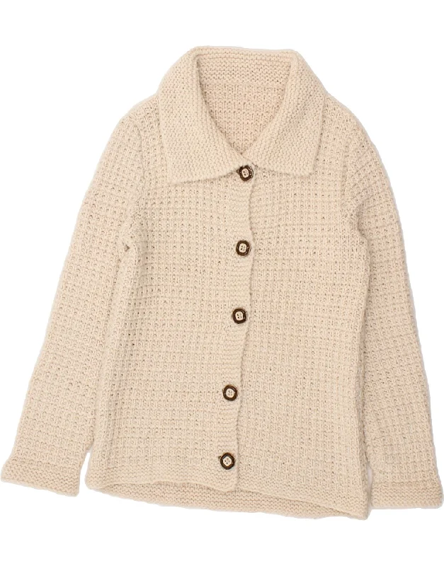YEAR-End Sale VINTAGE Womens Cardigan Sweater UK 12 Medium Off White