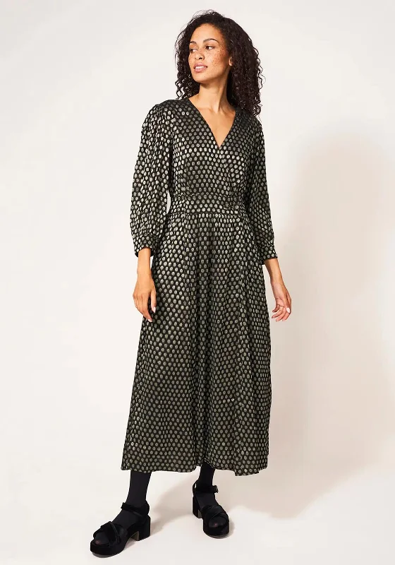 Today's Special White Stuff Paula Metallic Spot Maxi Dress, Black & Gold