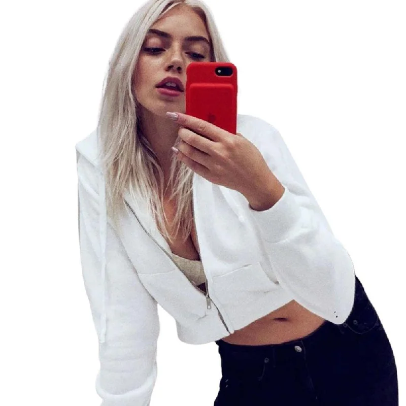 Price Rollback Cropped Zip-Up Women's Hoodie: A cropped long sleeve hoodie to mix and match with your wardrobe