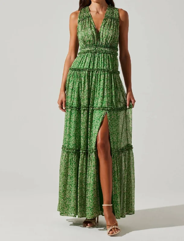 Super Sale Edessa Dress In Green/pink Floral