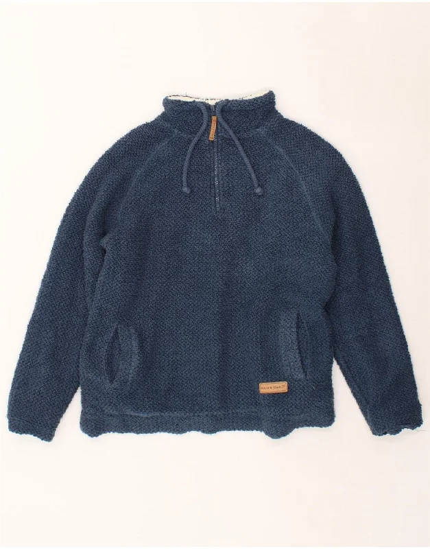 Discount Days WEIRD FISH Womens Zip Neck Sweatshirt Jumper UK 10 Small Navy Blue