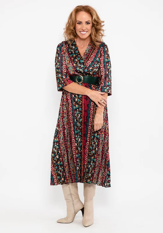 TIME-Limited Offer Seventy1 Multi Print Pleated Maxi Dress, Red Multi