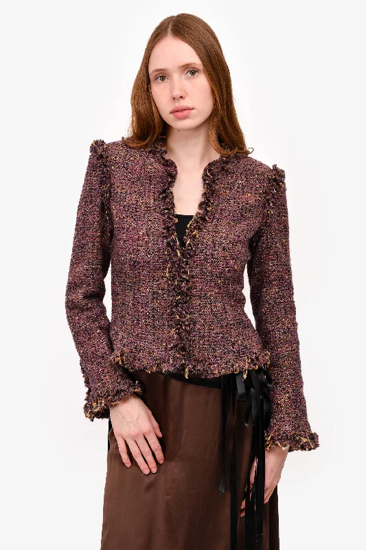 Price Cut Pre-loved Chanel™ Fall 2003 Purple/Gold Tweed Jacket Size 38