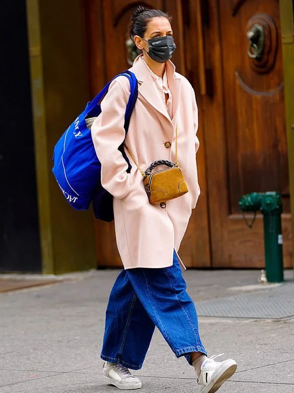 Super Deal Katie Holmes Pink Trench Coat