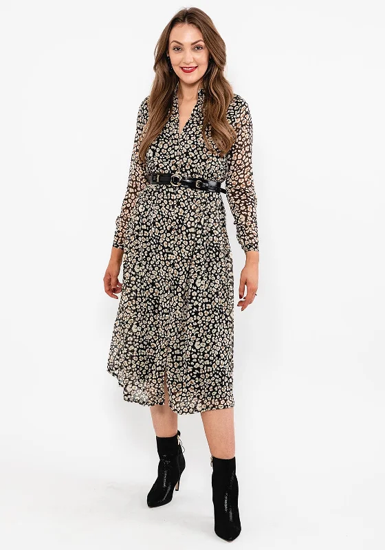 Fantastic Offers Seventy1 Leopard Print Midi Shirt Dress, Black Multi
