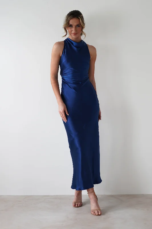 Huge Discounts Stefanie Soft Satin Maxi Dress | Navy