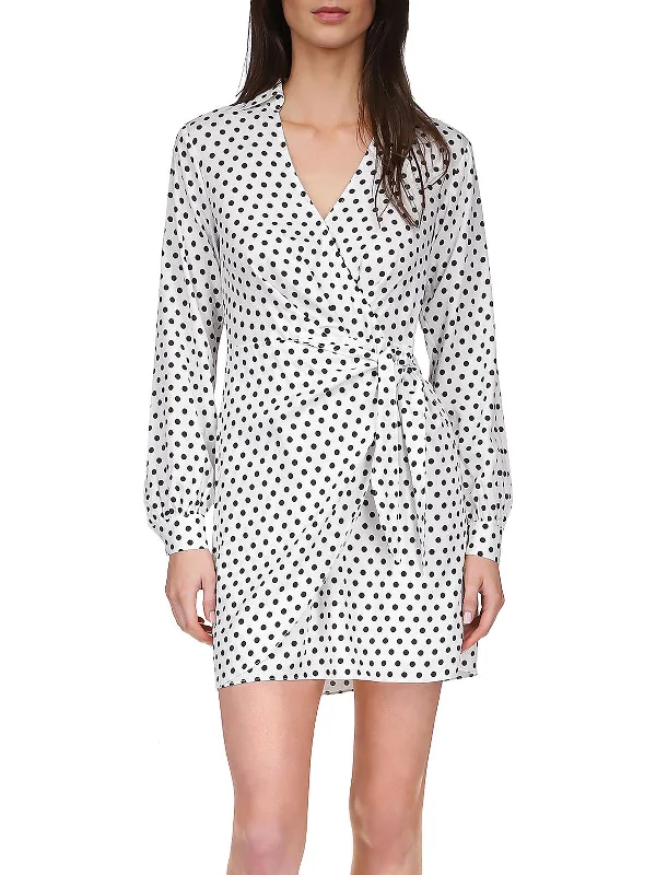 Blowout Sale Womens Polka Dot Viscose Wrap Dress