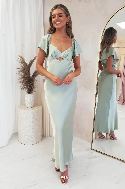 Super Sale Willow Satin Cap Sleeve Midi Dress | Sage