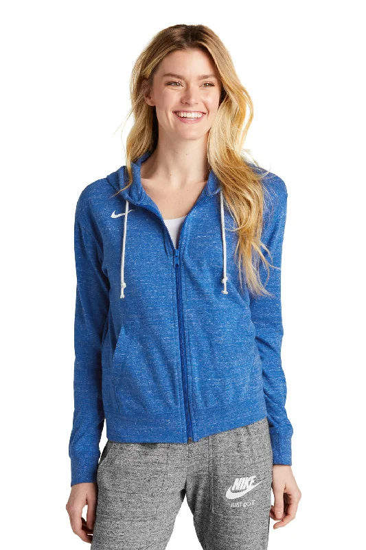 Exclusive Savings Nike Womens Gym Vintage Full Zip Hooded Sweatshirt Hoodie w/ Pockets - Team Royal Blue