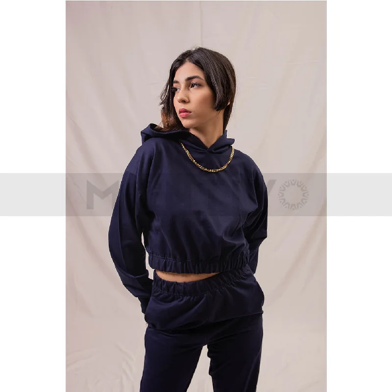 Limited Stock Navy Oversized Cropped Hoodie