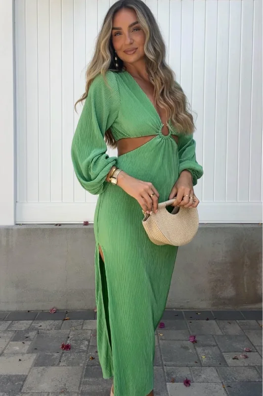 Online Specials Lennon Ribbed Cut Out Maxi Dress| Green