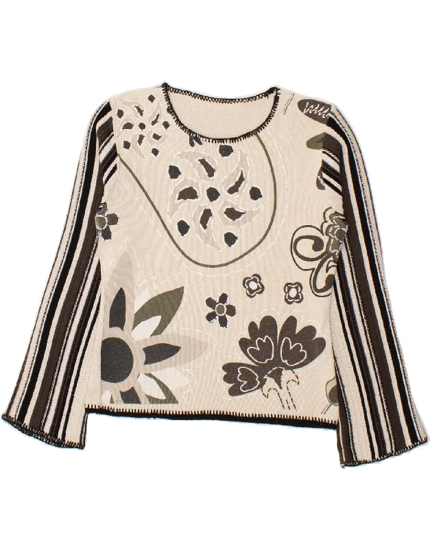 Get It Before It’s Gone VINTAGE Womens Boat Neck Jumper Sweater UK 14 Medium Beige Floral Get It Before It’s Gone VINTAGE Womens Boat Neck Jumper Sweater UK 14 Medium Beige Floral