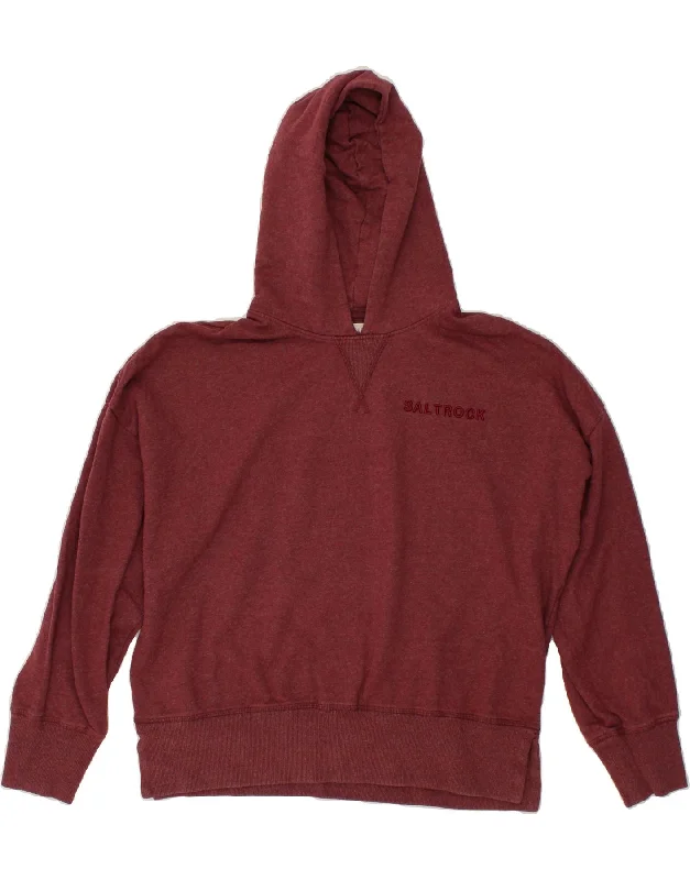 Take Advantage SALTROCK Womens Oversized Hoodie Jumper UK 10 Small Maroon Cotton