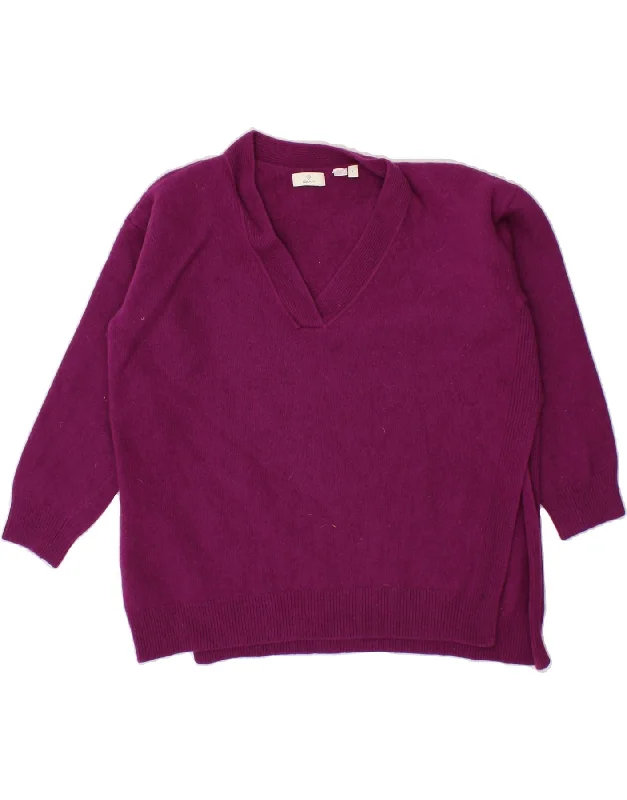 Crazy Deals GANT Womens V-Neck Jumper Sweater UK 16 Large Purple Wool