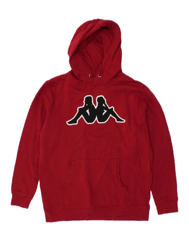 Don't Miss KAPPA Womens Graphic Hoodie Jumper UK 14 Medium Red