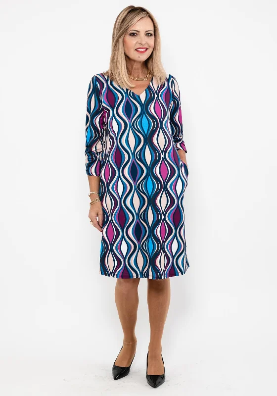 Super Deal Leon Collection Hourglass Print Dress, Multi