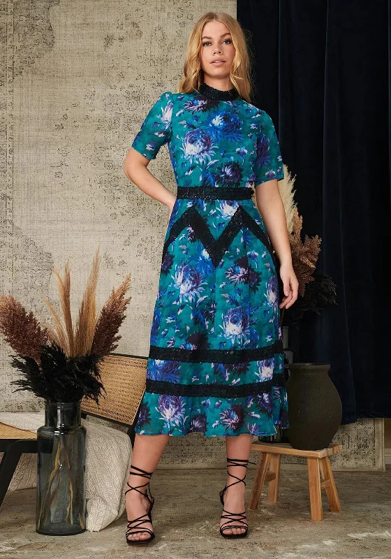 Savings Event Hope & Ivy Keziah Midi Dress, Green Multi
