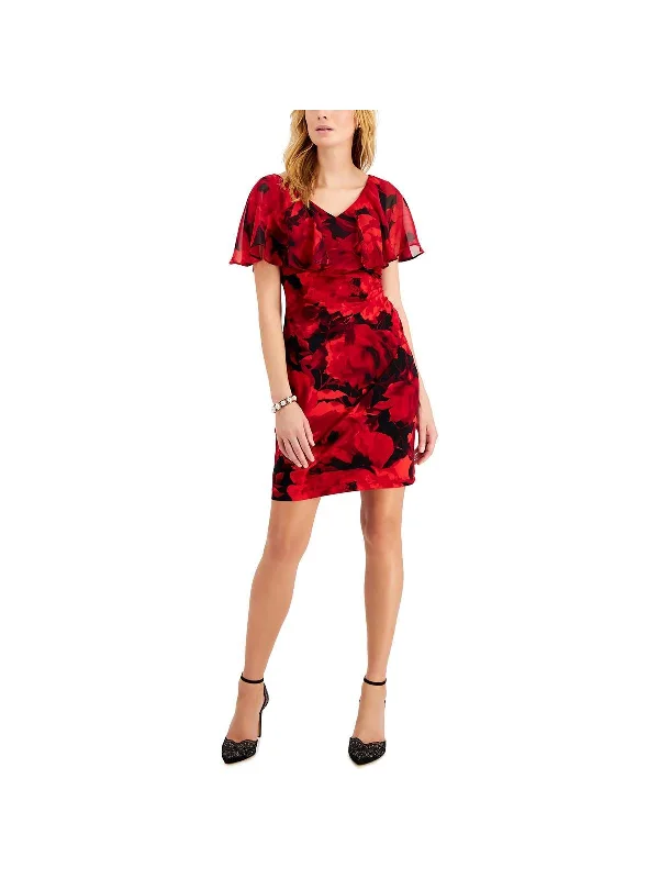 New Deals Petites Womens Printed Mini Cocktail And Party Dress
