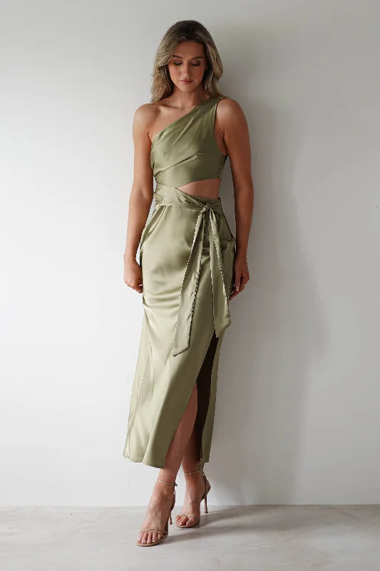Mega Sale Bonnie Soft Satin Maxi Dress | Olive