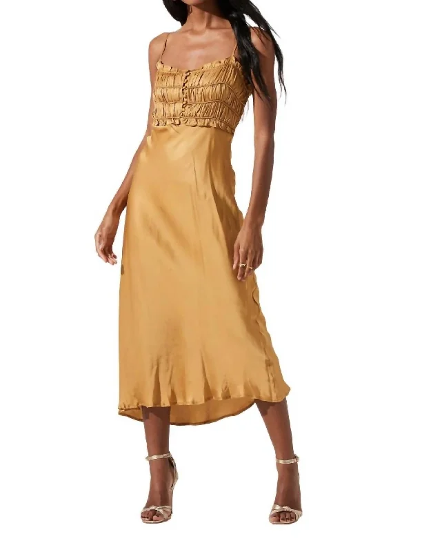 Can't Be Beat Zola Dress In Antique Gold