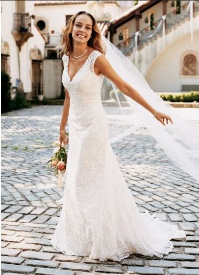 Mega Deal David's Bridal All Over Beaded Lace Trumpet Dress