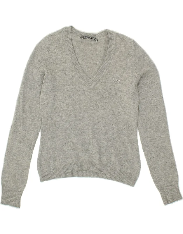 Doorbuster Deal LIU JO Womens Crop V-Neck Jumper Sweater IT 44 Medium Grey