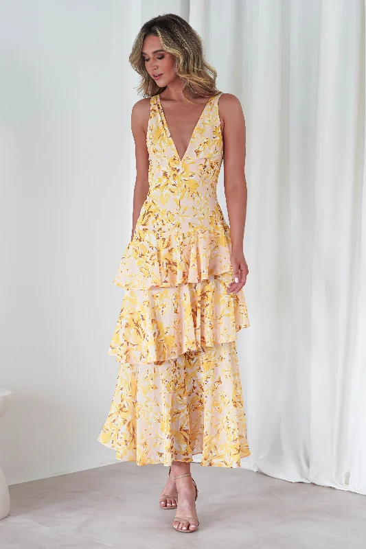 Super Savings Karlie Floral Print Maxi Dress | Yellow
