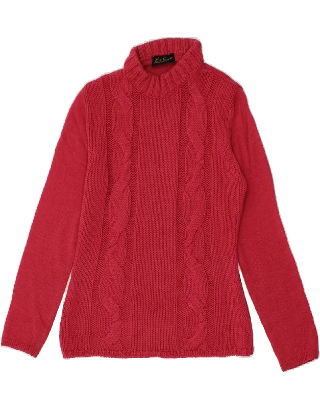 Super Sale LUISA SPAGNOLI Womens Turtle Neck Jumper Sweater UK 12 Medium Red Wool