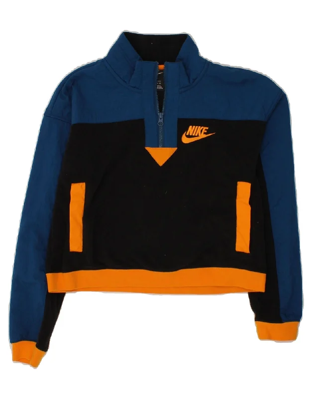 Exclusive Preview NIKE Womens Crop Sweatshirt Jumper UK 6 XS Black Colourblock Polyester Exclusive Preview NIKE Womens Crop Sweatshirt Jumper UK 6 XS Black Colourblock Polyester
