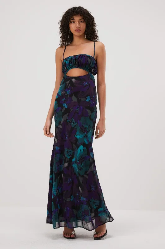 TIME-Limited Offer Misha Chita Georgette Maxi Dress - Water Color Floral