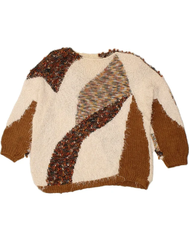 Online Specials VINTAGE Womens 3/4 Sleeve Boat Neck Jumper Sweater UK 18 XL Brown