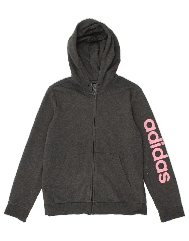 Big Discounts ADIDAS Womens Graphic Zip Hoodie Sweater UK 16/18 Large Grey