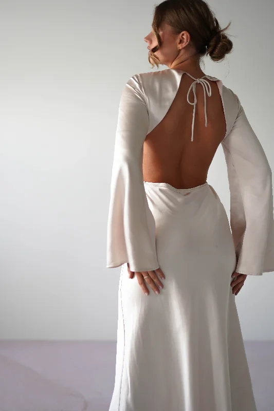 Online Exclusive Vivian Long Sleeve Midi Dress | Champagne