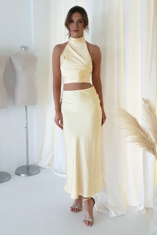 Last Chance Imogen Satin Maxi Skirt | Yellow