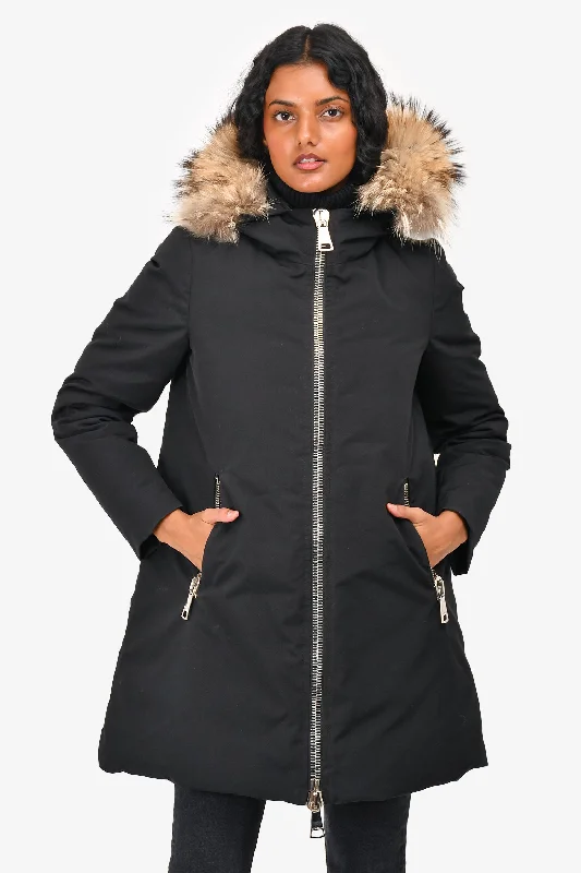 Act Fast Moncler Black Dimitra Giubbotto Fur Hooded Down Parka Coat Size 0