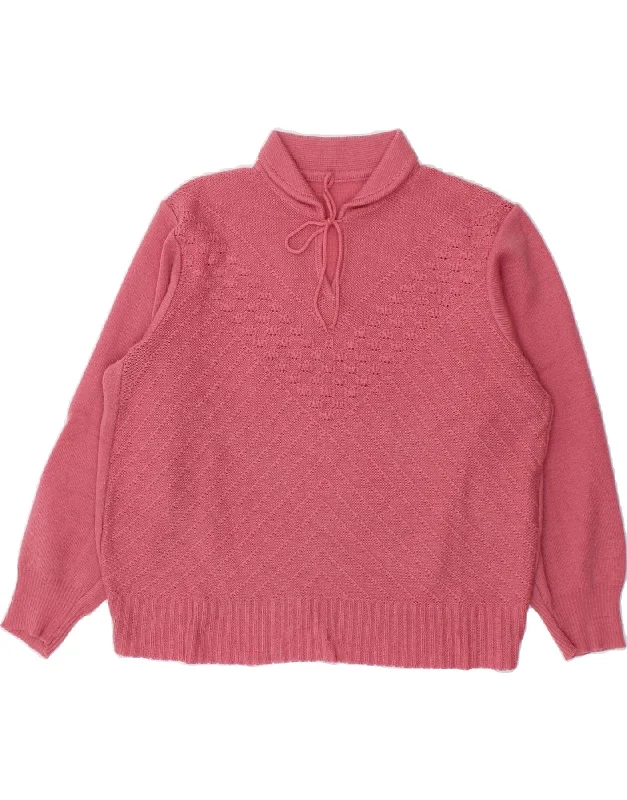 Act Now VINTAGE Womens Polo Neck Jumper Sweater UK 16 Large Pink