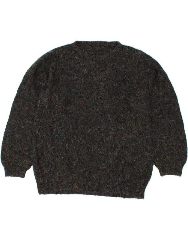 Shop and Save VINTAGE Womens Oversized Crew Neck Jumper Sweater UK 20 2XL Black