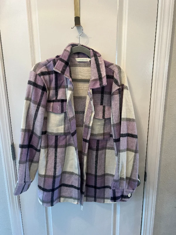 Big Discounts Plaid Flannel Shacket Women’s Size Large Purple