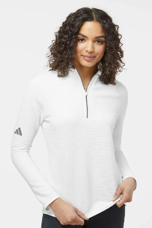 Savings Galore Adidas Womens Spacer 1/4 Zip Sweatshirt - Core White
