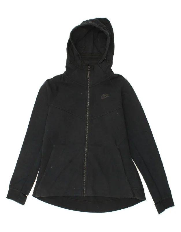 Reduced Prices NIKE Womens Zip Hoodie Sweater UK 14 Large Black Cotton
