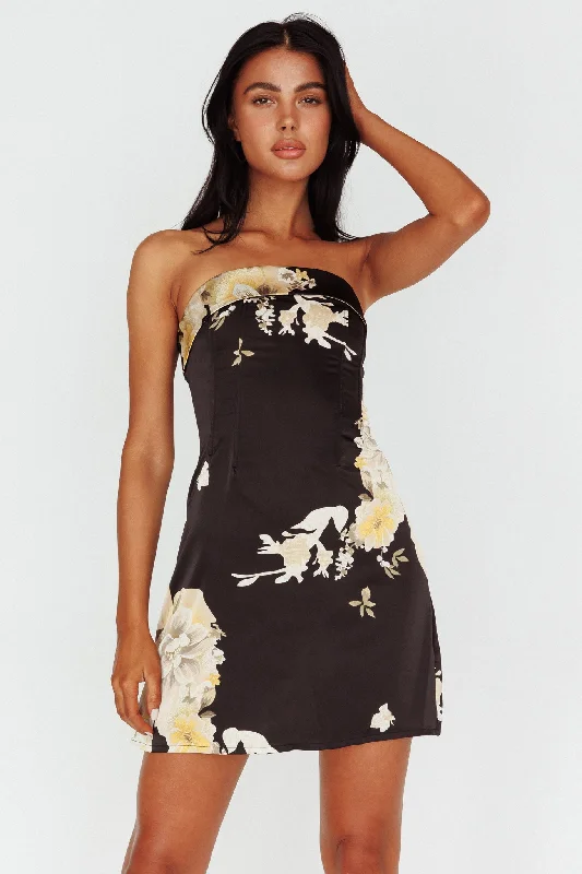 Unmissable Offer Govana Foldover Neckline Mini Dress Print Black