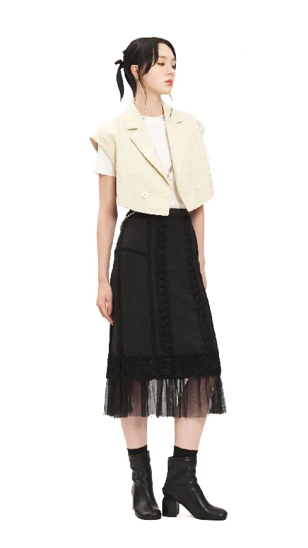 Closeout Sale Cropped Jacquard Waistcoast